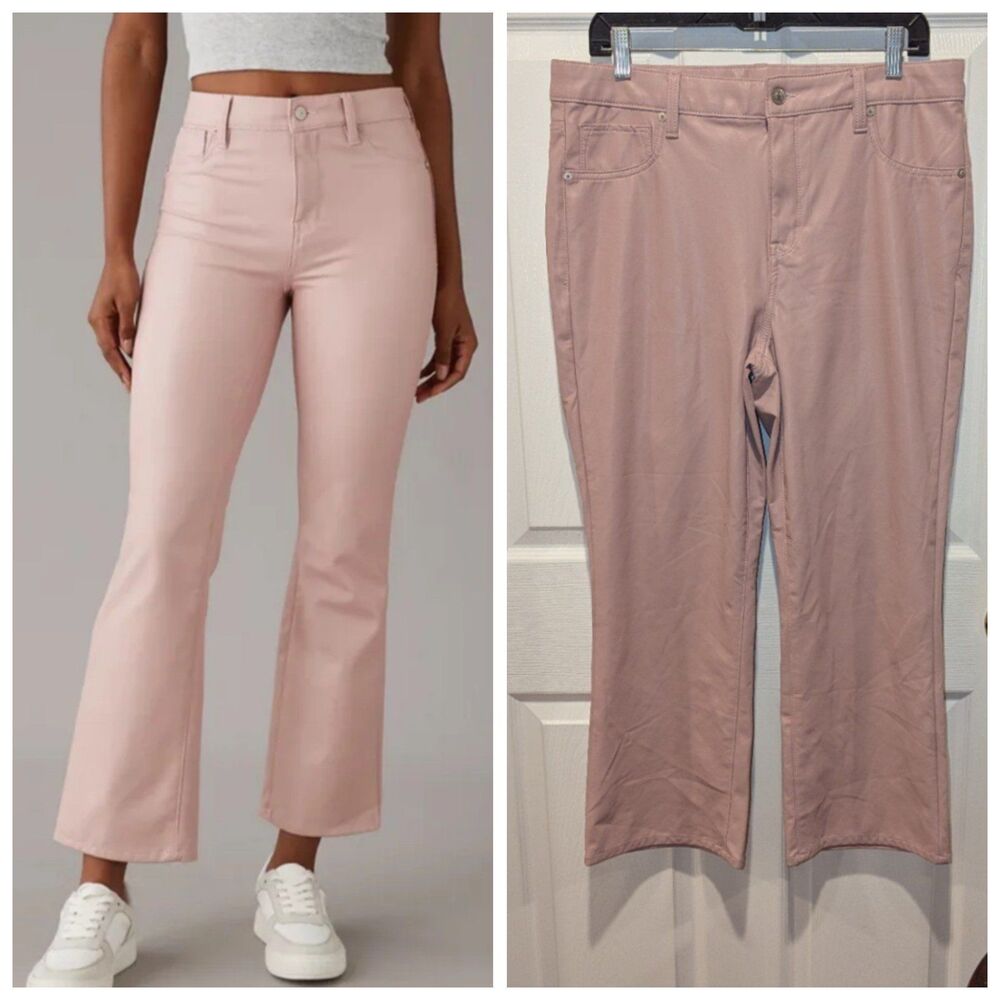 Y2K Coquette Pink Vegan Leather Pants American Eagle NWT 14